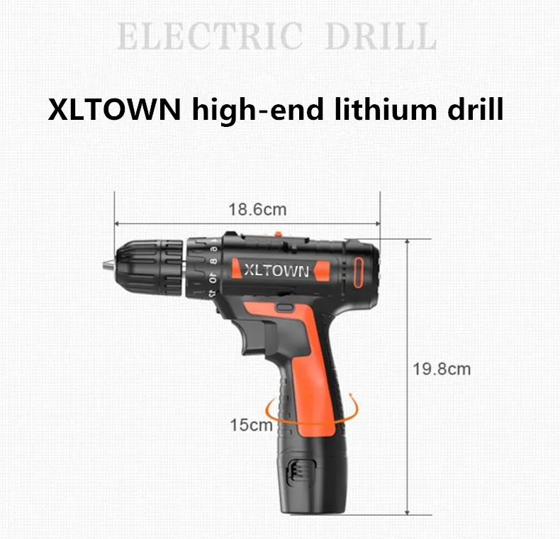 XLTOWN 12/16. 8/алюминиевая крышка, 25В многофункциональная электрическая отвертка перезаряжаемая литиевая батарея ручная дрель дома Аккумуляторная дрель электроинструмент