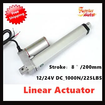 

By express : 12/24V DC , 8inch/ 200mm ,10mm/s , 1000N/225lbs/100kgs electric linear actuator with Free Shipping