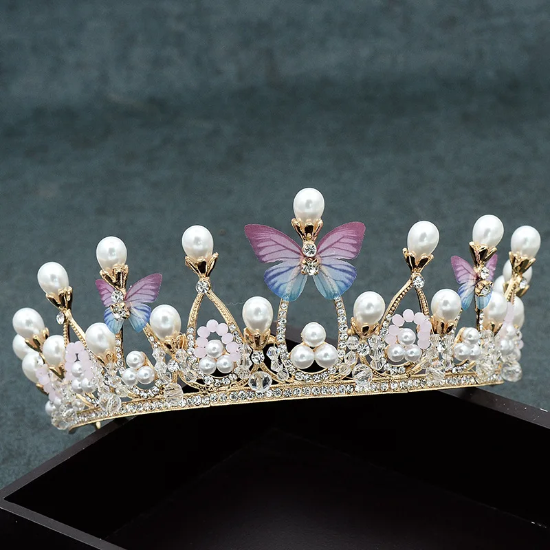 Bling Дети кристалл принцесса бабочка диадемы венчает День рождения Детская повязка на голову для девочек на Хэллоуин queen вечерние короны