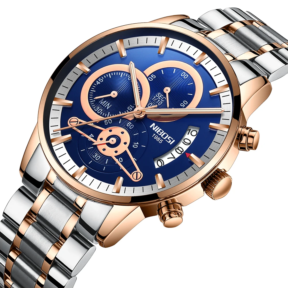 

NIBOSI Mens Watches Luxury Brand Waterproof Chronograph Military Sport Watch For Men Luminous Date Analogue Male Wrist Watches