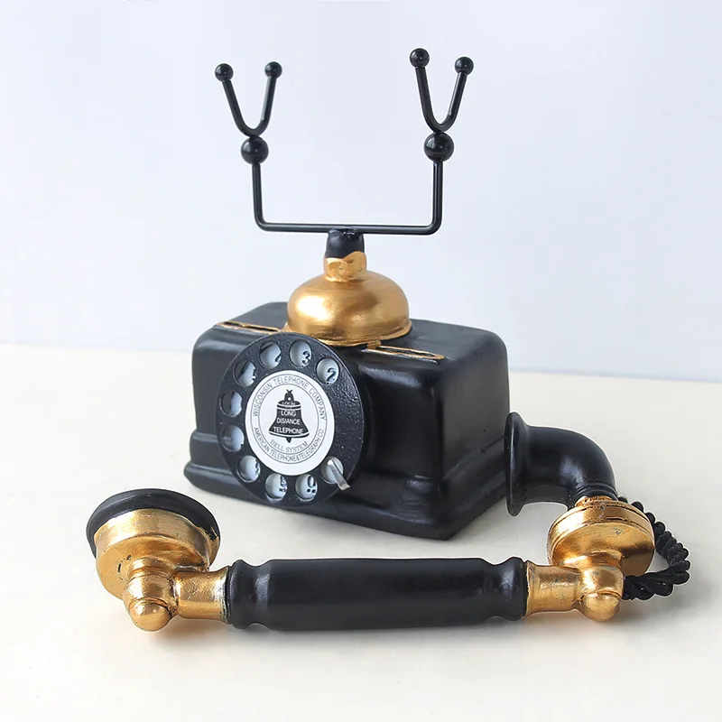 

Vintage old resin ornaments Antique telephone home wine desktop decorations