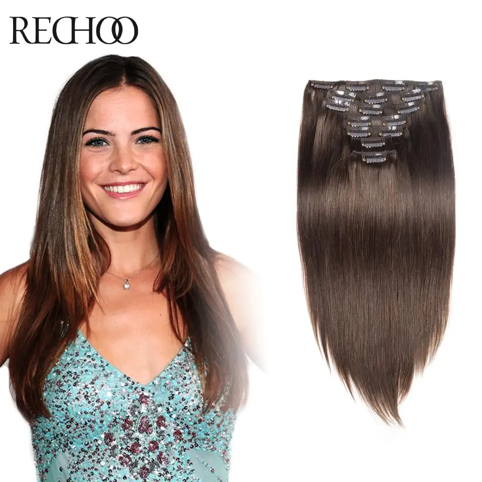 New Arrival Malaysia Virgin Hair Clip In Extensions Real Human Remi Extensions Human Hair Brown