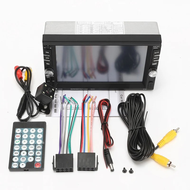 

6.6 Inch HD 2 Din MP3 MP4 Player Touch Screen Car FM Radio Stereo Bluetooth +Rear Camera 2 USB Port