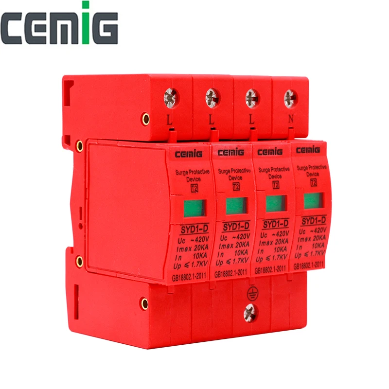 4 p ac420v 20ka dispositivo de proteção contra raios de baixa tensão