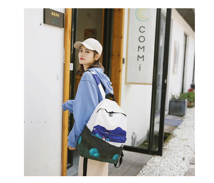 Menghuo Fresh Canvas Backpack Women Landscape School Bags for Teenagers Girls New Backpack Travel Bag Rucksack Mochilas Knapsack_13