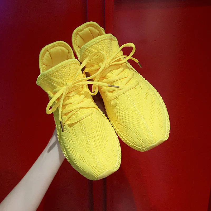 

New Designer Sneakers Women Platform Sneakers Casual Shoes Women 2019 Fashion Flying Women Sneakers Yellow Luxury Basket Femme