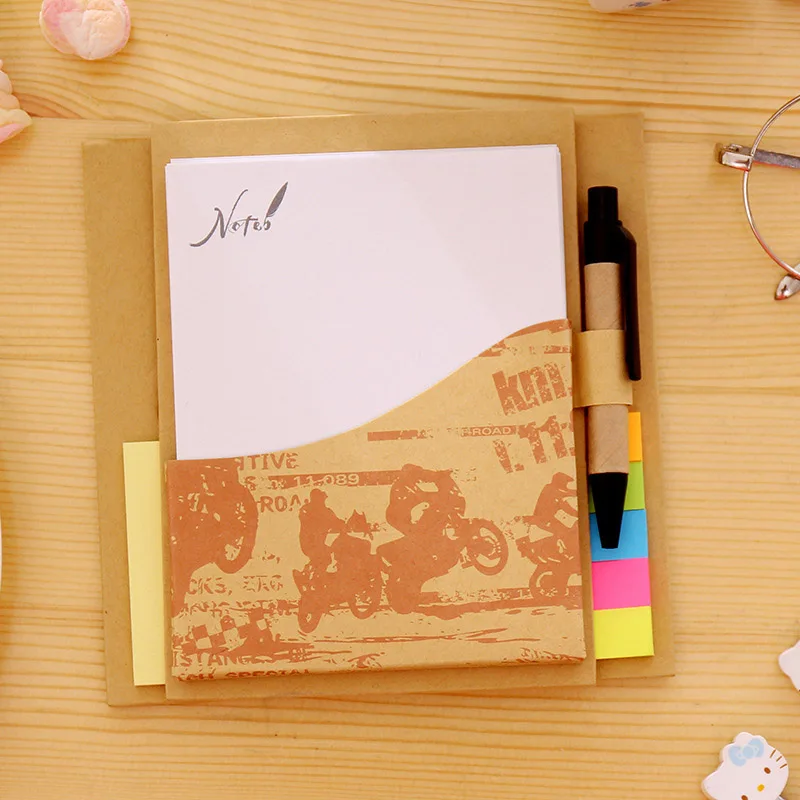 

Cute Kawaii Kraft Paper Notebook Diary Notepads With Memo Pad Ball Pen For Kids Korean Stationery Gift Free Shipping 2044