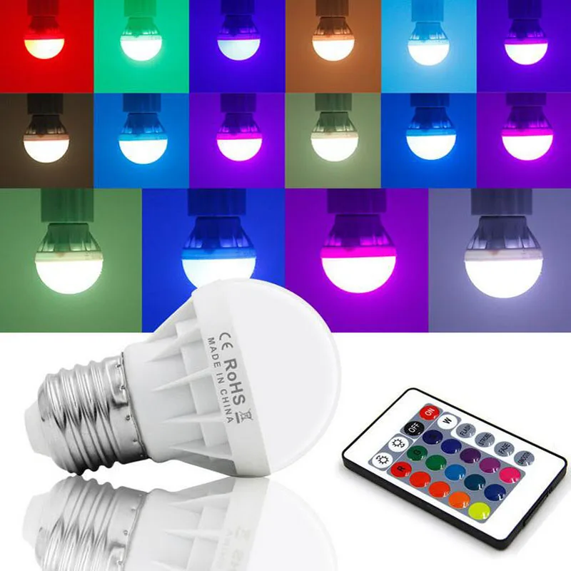 E27 RGB светодиодная лампа 7 Вт 9 16 цветов сменная Светодиодный прожектор + 24 клавиши