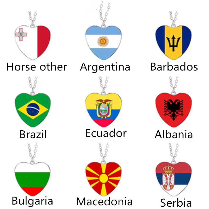

Europe and the United States Albania, Argentina, Barbados, Brazil, Bulgaria, Ecuador, Malta, Macedonia, Serbia flag necklace
