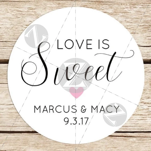 

100 Pieces, 3-7CM, Custom Personalized, Wedding Stickers, Candy Favors Gift Boxes Labels, Love is Sweet