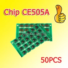 50 шт CE505A чип тонера совместимый для P2030/2035/2050/2055/Canon LBP6300