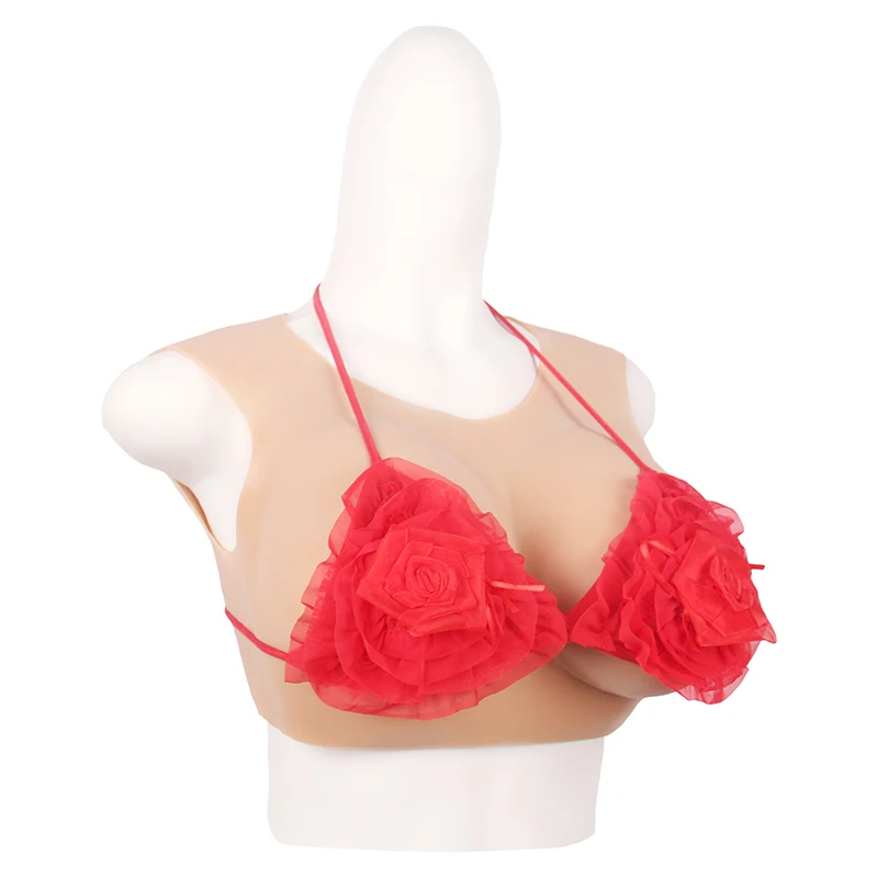 

fake boobs silicone breast form realista C cup Round Collar Short Version sleeveless crossdresser silicon breasts transgender