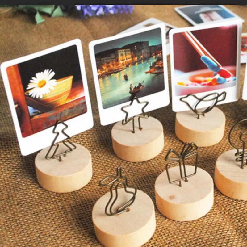 5 Pieces Wood Memo Clips Cute DIY Desktop Wooden Clips Bookmark Memo