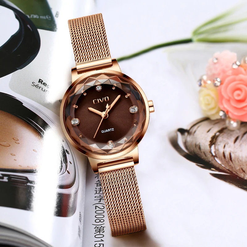 Fashion Crystal Lady Watches CIVO 2018 Luxury Brand Women Dress Watch Waterproof Rose Gold Quartz Wrist Watches Relogio Feminino Fashion Crystal Lady Watches CIVO 2018 Luxury Brand Women Dress Watch Waterproof Rose Gold Quartz Wrist Watches Relogio Feminino