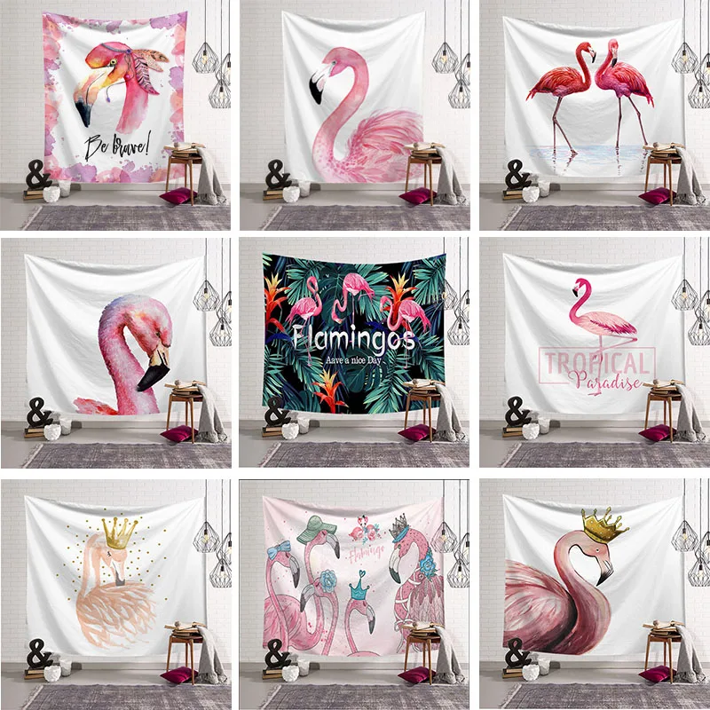 

Flamingo Tapestry Wall Fabric Tablecloth Serviette De Plage Wall Hanging Home Decor