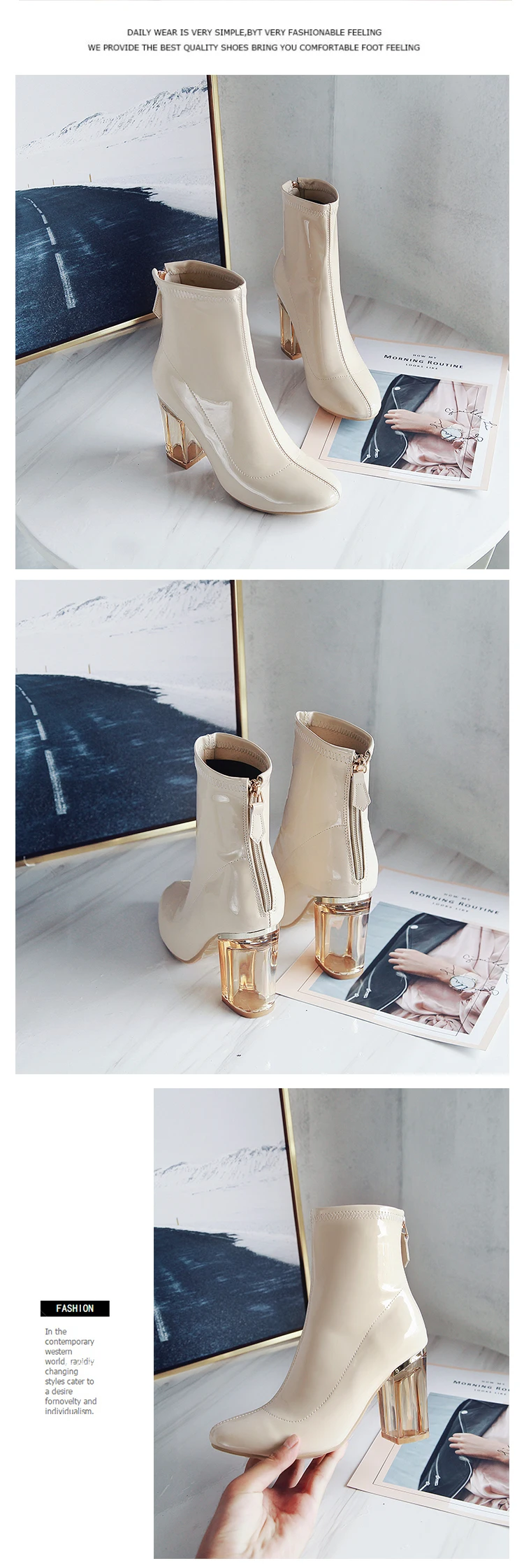 RQFF Brand Boots Women Plus size34-43 Shoes Woman 9cm High Heels Ankle Boot Female Footwear Leather booties Ladies Shoe With Box (4)