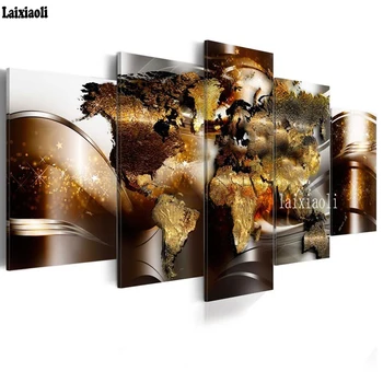 

5d diy diamond embroidery World Map 5PCS diamond painting Cross Stitch full drill Rhinestone Multi-picture Modern Wall Art gift