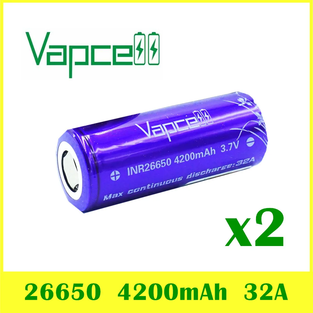 2 шт. VAPCELL INR26650 4200 мАч 32A высокой мощности большой емкости и высокая разрядный