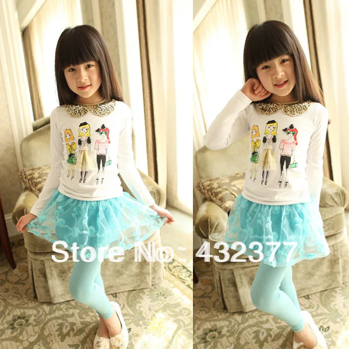 

Free shipping new 2014 girls sequined collar long-sleeved T-shirt bottoming shirt children age 4T-12 supply wholesale