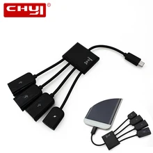CHYI Micro USB OTG концентратор с зарядным устройством порт мини 3 порта USB разветвитель для смартфонов Android аксессуары для планшетных ПК
