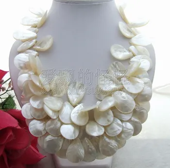 

N060507 Natural 20" 20x30MM Shell Necklace