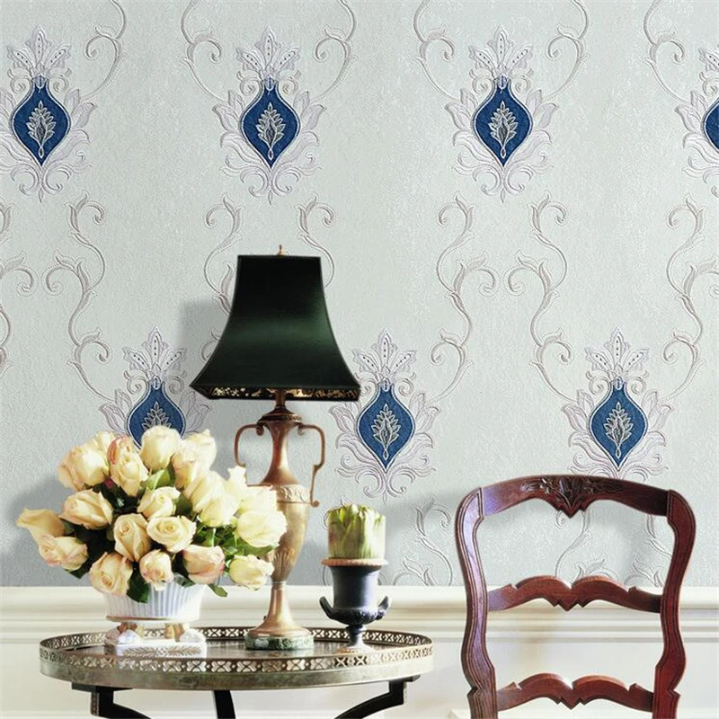 

beibehang Custom-made high-end embroidery wall cloth bedroom living room European high-end villa embroidery wall cloth wallpaper