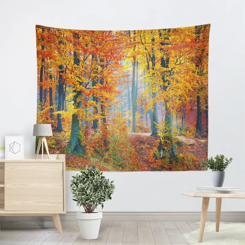 Clear River Wood Path Print Wall Tapestry Psychedelic Tree Hole Home Decor Wall Hanging for Living Room Bedroom Boho Tapestries