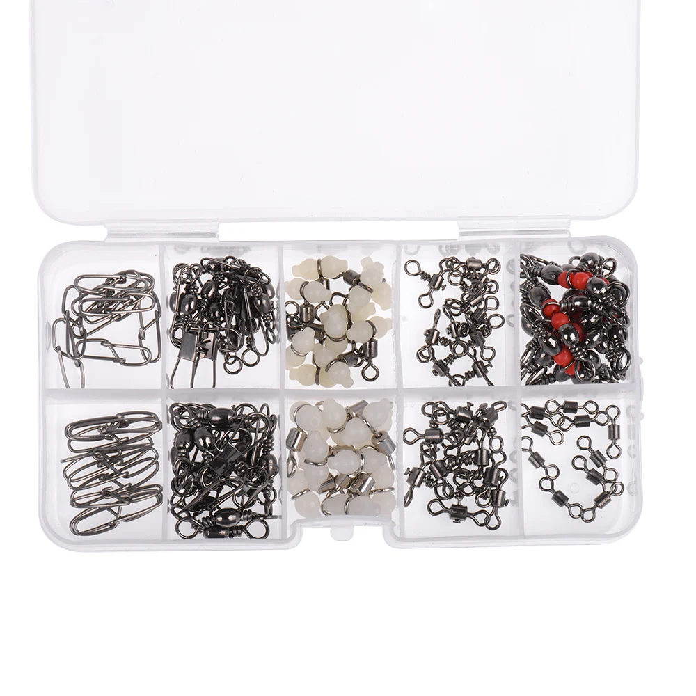 

Lixada 100PCS / Set Sea Coarse Carp Pike Fishing Barrel Swivel with Safety Snap Hook Connector Solid Rings Fishing