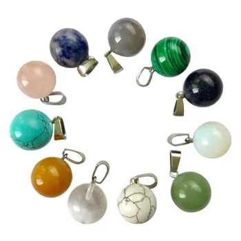 

Natural Stone Round Pendant Charm Crystal Quartz Ball Wholesale 25pcs Lot Necklace For DIY Jewelry Making