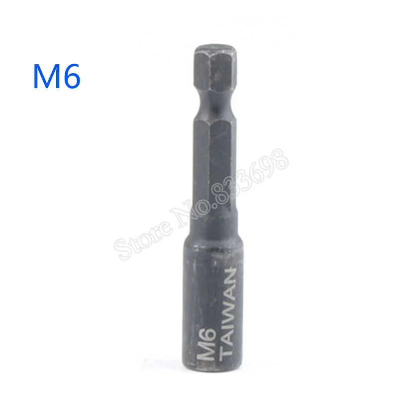 Адаптер с шестигранным хвостовиком 1/4 '', квадратный драйвер M4, M5, M6, M8, M10, M12, M14, винтовой нарезной патрон для электросверла - Цвет: M6