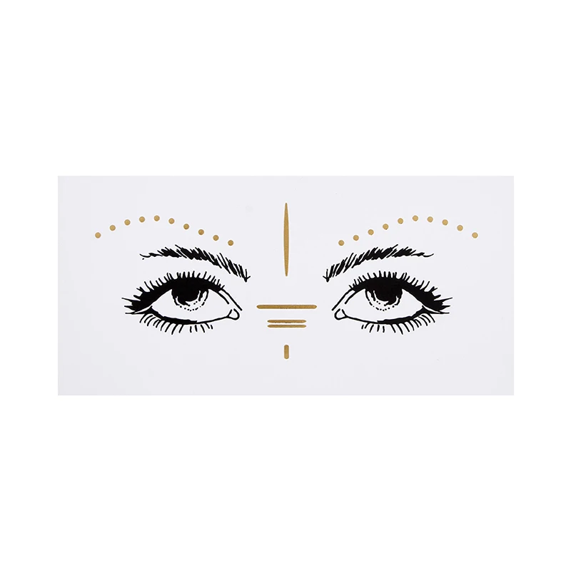 1 sheet Gold Face Tattoo Flash Tattoo Fashion Waterproof Blocked Freckles Make Up Body Art Stickers Eye Decals Bride Tribe Party