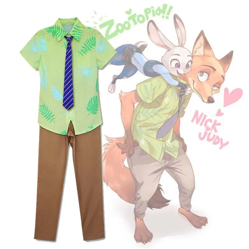 

Men Nick Wilde Fox Cosplay Outfit Movie Zootopia Suit Party Costume Adult Cos ZOOTOPIA Full Set Uniform Shirt Pants Tie C95315AD