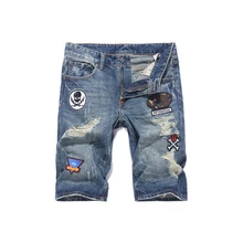 Summer Fashion Men Jeans Shorts Retro Blue Ripped Jeans Men Denim Shorts Streetwear Patches Hip Hop Short Jeans Big Size 28-40 Summer Fashion Men Jeans Shorts Retro Blue Ripped Jeans Men Denim Shorts Streetwear Patches Hip Hop Short Jeans Big Size 28-40