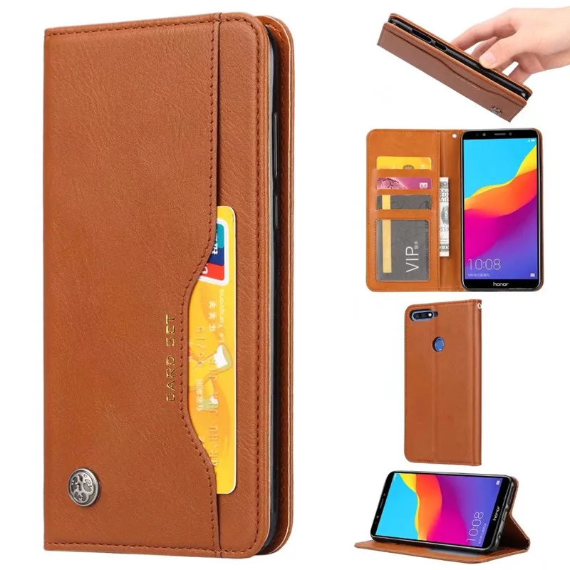 

Luxury High Quality Wallet With Card Slot Flip Cover Leather Case For Huawei Y7 Prime 2018 Anti-knock Protect Cases