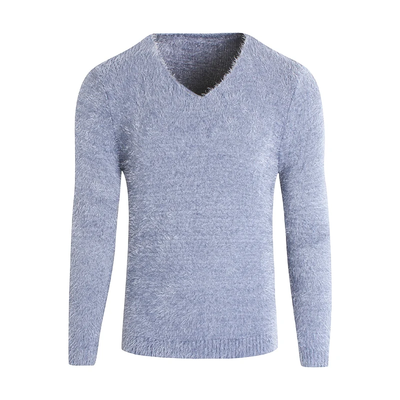 Осень и зима Мужская Корейская вязаная рубашка с v-образным вырезом утолщенный мужской свитер пуловеры мужские свитера белые DL10835 - Цвет: Темно-серый