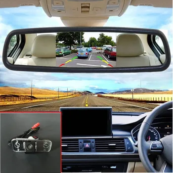 

5'' LCD Backup Parking System Car Monitor Rearview Monitor Mirror For Hyundai Santa Fe 2010 2011 2012 with Car Reverse Camera