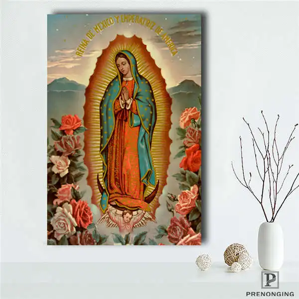 Холст постер из шелковой ткани наша Леди гуадалупа плакат Девы Марии католической иконы плакат напечатанный домашний Декор#190114s04 - Цвет: Canvas Poster