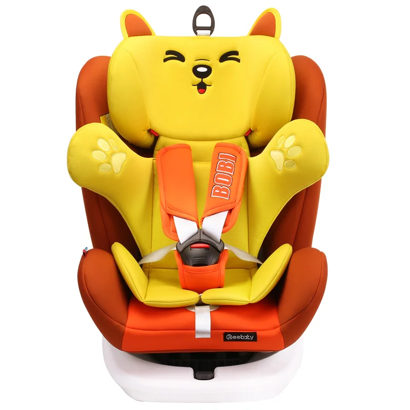 Детское вращающееся сиденье безопасности ISOFIX интерфейс 0-12 лет ребенок может лежать - Цвет: Цвет: желтый