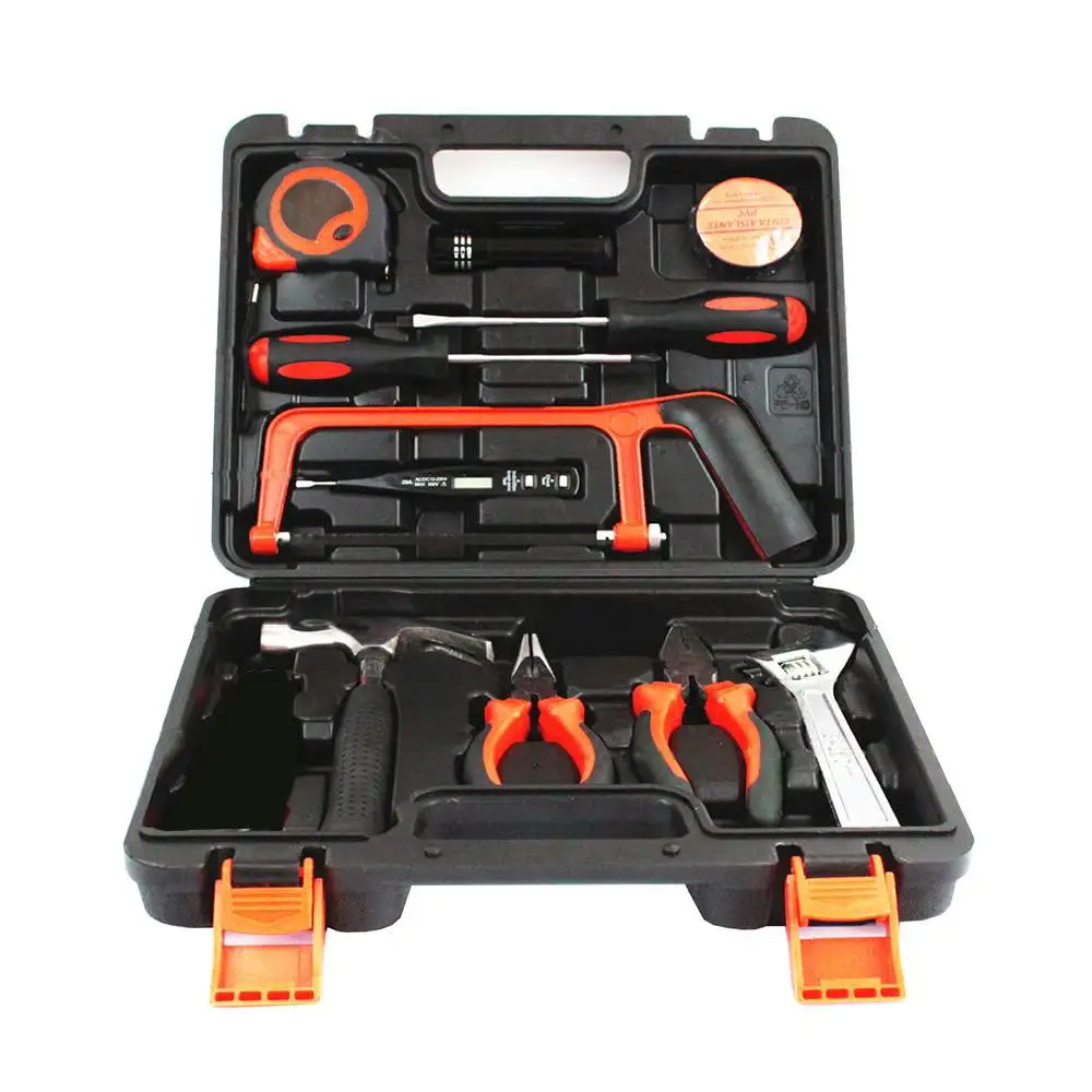 

13 PCS Electric Hand Tool Set Box General Household Repair Tools Kit with Toolbox Storage Case Socket Wrench Screwdriver Hammer