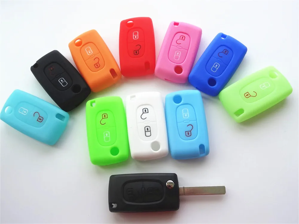 

AUTEWODE Silicone key Case For Citroen C4 C5 C3 C2 C4L Xsara Picasso For Peugeot 208 207 308 RCZ 408 407 307 206 Car key Cover
