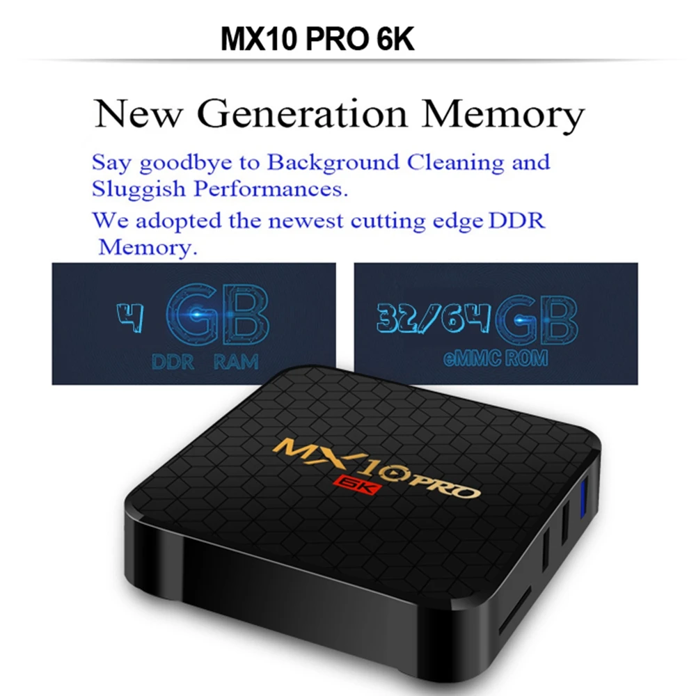 ТВ приставка MX10 Pro 6K Android 9 0 AllWinner H6 2 4G WiFi 100 Мбит/с USB3.0 HDMI телеприставка 32G 64G