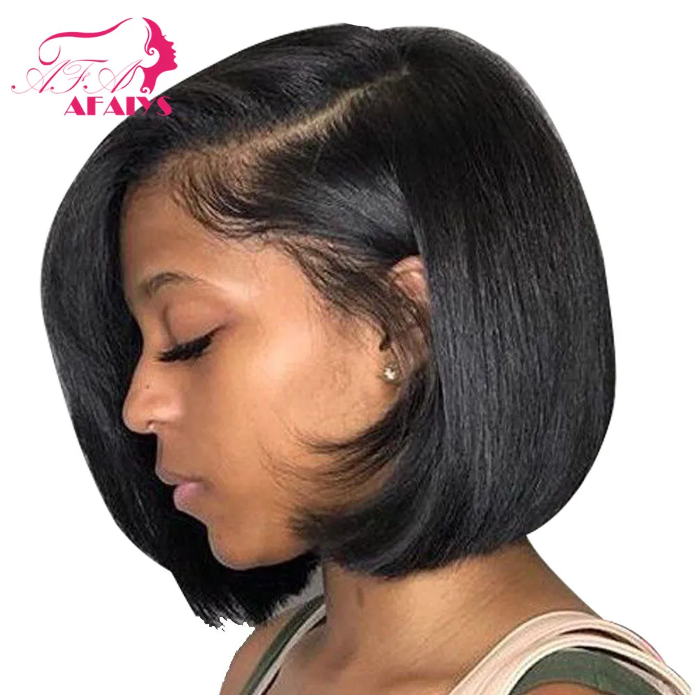 

150% Density Short Bob Wig Blonde 613 Straight Human Hair Wig Malaysian Remy Hair Natural Color 13x4 Lace Front Human Hair Wigs