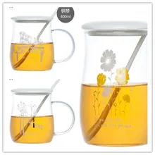 Термостойкая кружка из боросиликатного стекла с крышкой офисная Личная Подарочная стеклянная кружка чашка пианино дерево цветок чашка Пиво Стекло розовое стекло в стекле