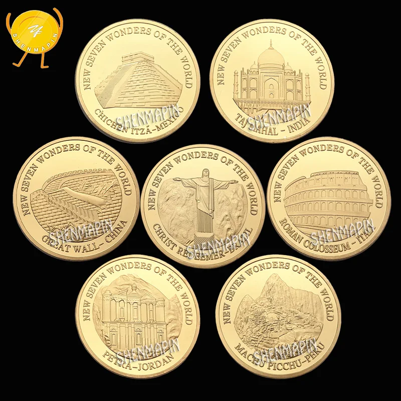 Памятная монета WR Семь чудес мира Новинка 7 культура золотые монеты