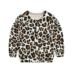 Модные дети Leopard хлопок Kintted свитер кардиган весна Одежда для девочек детей Уличная одежда