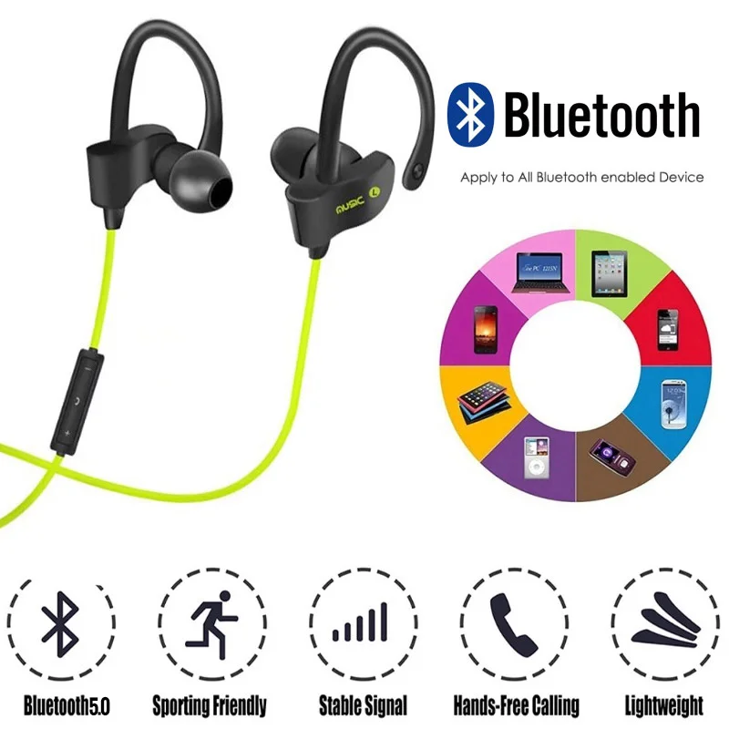 Bluetooth 5 0 наушники Беспроводная гарнитура Спорт стерео для iPhone Redial