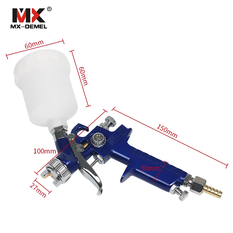 MX-DEMEL 0,8 мм/1,0 мм сопло 1800 об/мин краска Профессиональный HVLP распылитель мини воздушные краскопульты Аэрограф для окрашивания автомобилей
