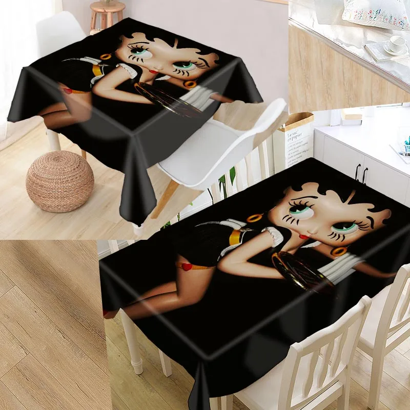 Пользовательские Betty Boop мультфильмы скатерти Оксфорд ткань прямоугольный водонепроницаемый маслонепроницаемый скатерти семья вечерние скатерти - Цвет: 14