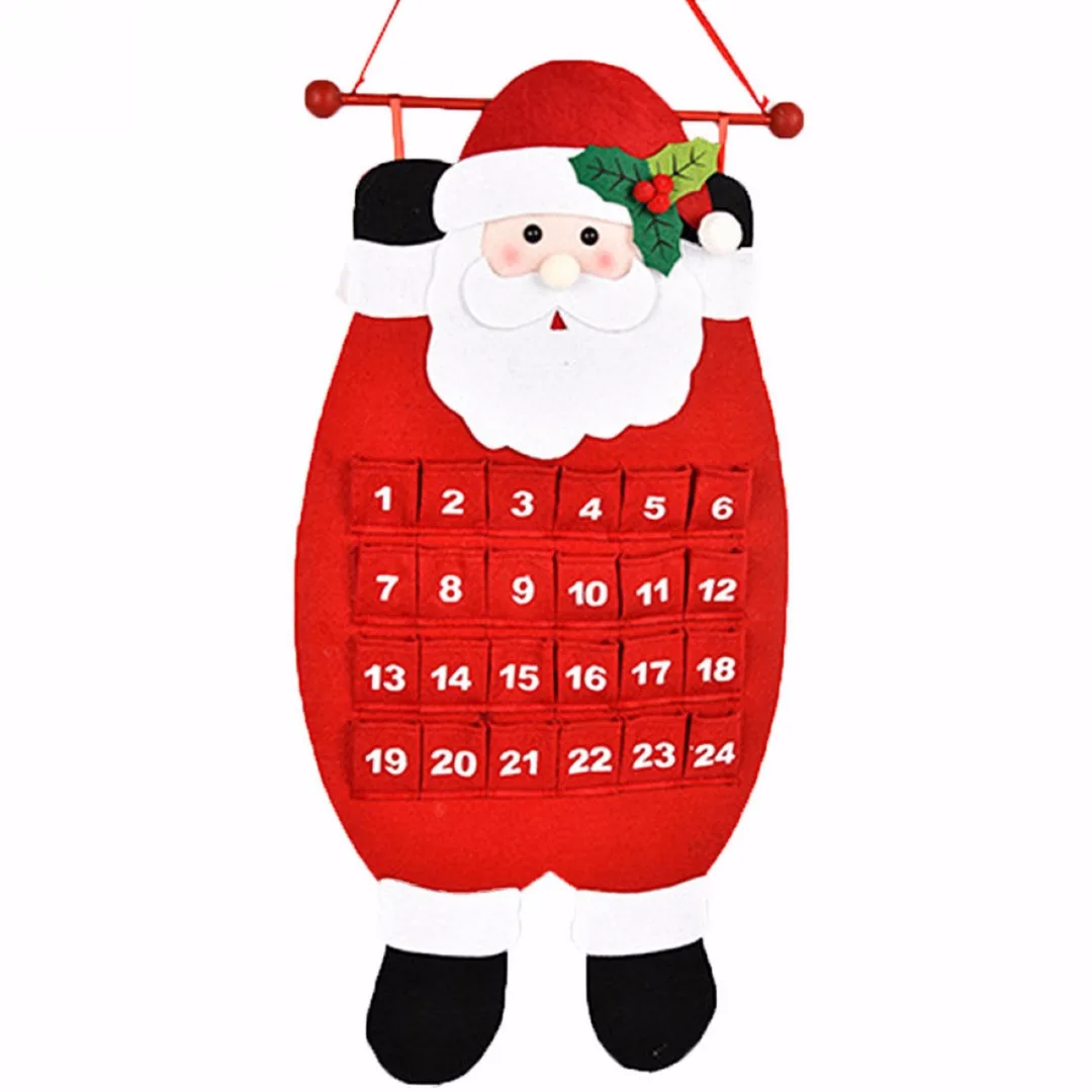2018 Newest Christmas Advent Calendar Craft Santa Claus Snowman Hanging Decor Christmas Pendant Ornament