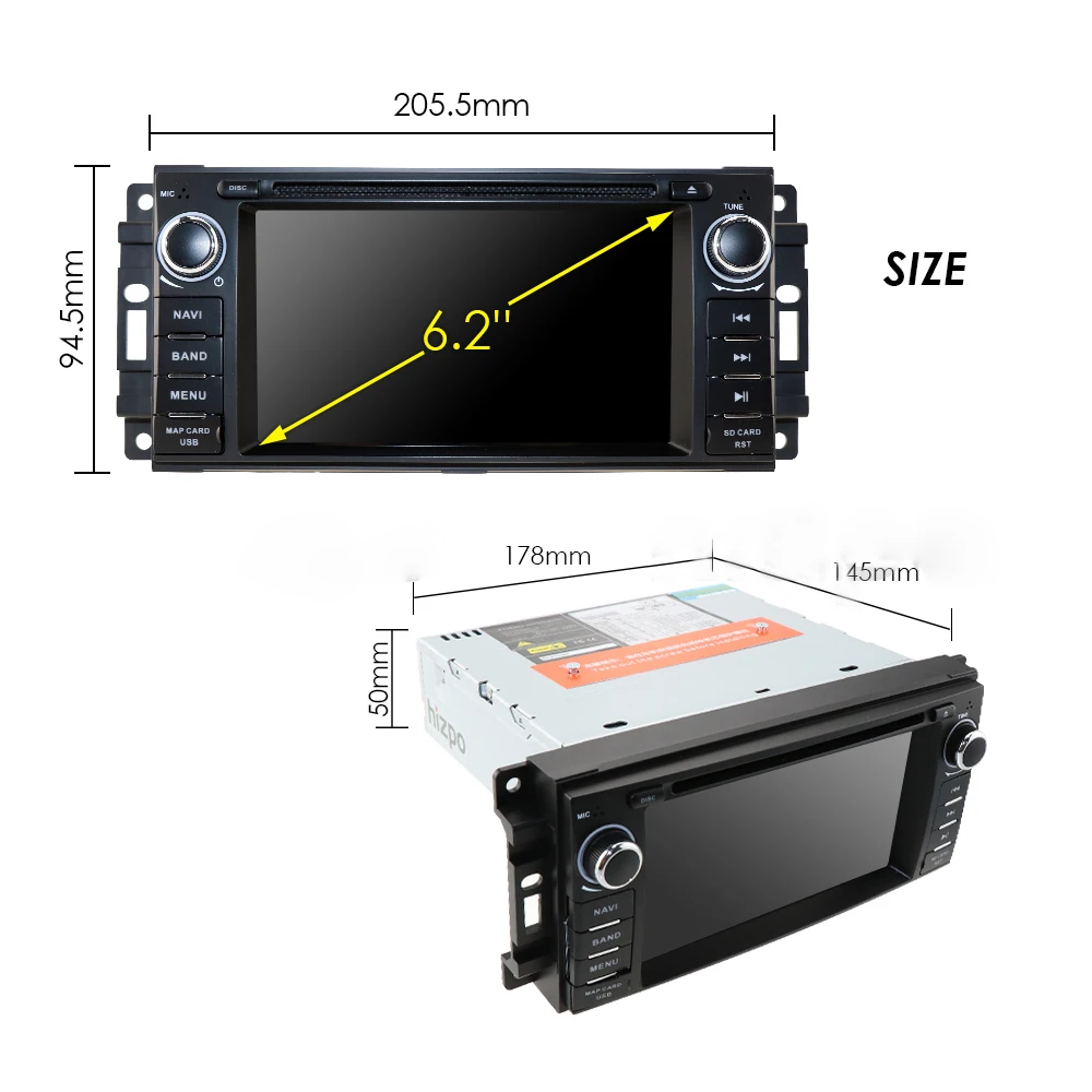 Sale 1 din Auto Radio Android 9.0 Car DVD Player For Chrysler 300c jeep Compass/Dodge/RAM/Grand Cherokee Wrangle GPS Navi Head Unit 30